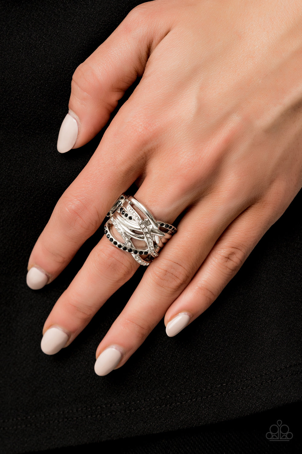 Paparazzi ~ High Rollin ~ Black Ring with Stretchy Band