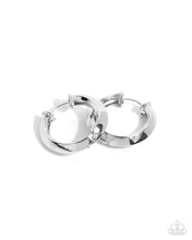 Load image into Gallery viewer, Paparazzi ~ Hinged Homage ~ Silver Hoop Earrings