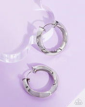 Load image into Gallery viewer, Paparazzi ~ Hinged Homage ~ Silver Hoop Earrings