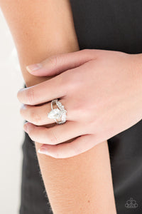 Paparazzi ~ If The Crown Fits ~ White Ring with Dainty Stretchy Band