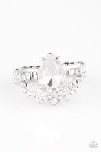 Load image into Gallery viewer, Paparazzi ~ If The Crown Fits ~ White Ring with Dainty Stretchy Band