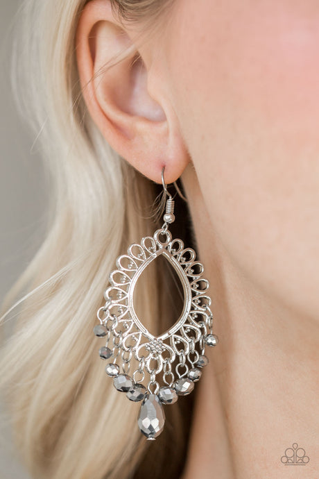 Paparazzi ~ Just Say NOIR ~ Silver Earrings