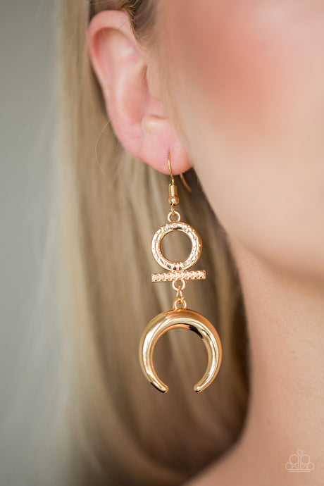 Paparazzi ~ Majestically Moon Child ~ Gold Earrings