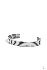 Paparazzi ~ Metro Lineman ~ Men's Silver Cuff Bracelet