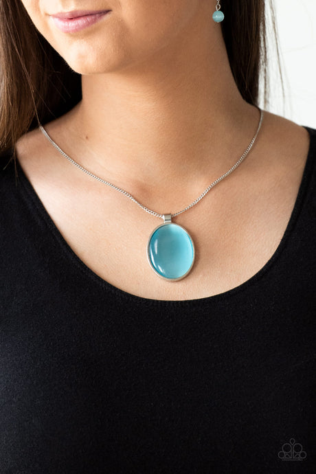 Paparazzi ~ Pretty Poppin ~ Blue Moonstone Pendant Necklace set