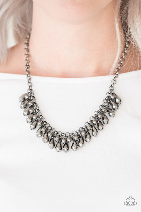 Paparazzi ~ Prima DIVA ~ Black Gunmetal Necklace Set