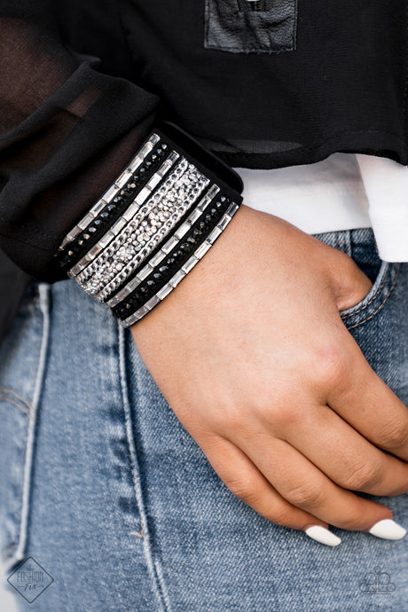 Paparazzi ~ Rhinestone Rumble ~ Black Rhinestone Urban Bracelet