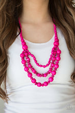 Load image into Gallery viewer, Paparazzi ~ Rio Rainbows ~ Pink wooden Bead Necklace Set