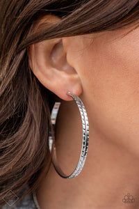 Paparazzi ~ TREAD All About It ~ Silver Hoop Earrings (Fashion Fix Exclusive)