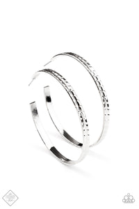 Paparazzi ~ TREAD All About It ~ Silver Hoop Earrings (Fashion Fix Exclusive)