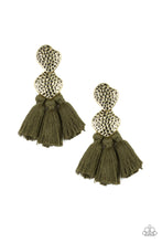 Load image into Gallery viewer, Paparazzi ~ Tenacious Tassel ~ Green Post Earrings