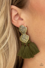 Load image into Gallery viewer, Paparazzi ~ Tenacious Tassel ~ Green Post Earrings