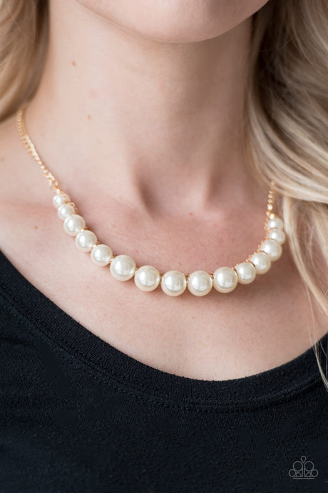 Paparazzi ~ The FASHION Show Must Go On! ~Gold Pearl Necklace Set