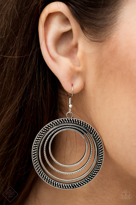 Paparazzi ~ Totally Textured ~ Silver Earrings (Fashion Fix Exclusive)