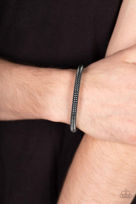 Paparazzi ~ Turbocharged ~ Men's Black/Gunmetal Urban Cuff Bracelet