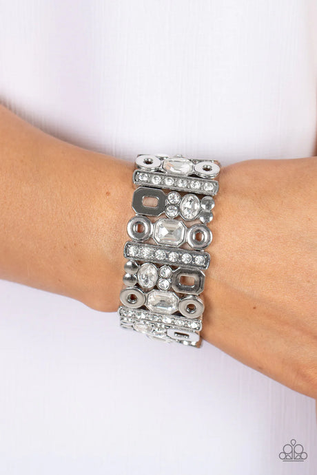 Paparazzi ~ Dynamically Diverse ~ White Bracelet