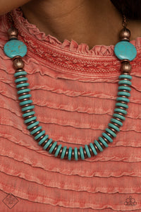 Paparazzi ~ Simply Santa Fe ~ Fashion Fix Complete Trend Blend ~ Blue Turquoise and Copper Necklace Set