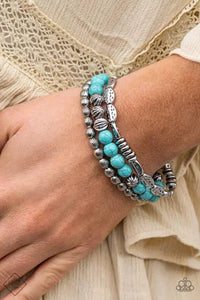 Paparazzi ~ Trail Mix Mecca ~ Blue Turquoise Bracelet (Fashion Fix Exclusive)
