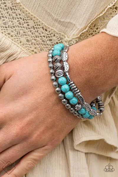 Paparazzi ~ Trail Mix Mecca ~ Blue Turquoise Bracelet (Fashion Fix Exclusive)