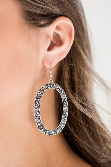 Paparazzi - Rhinestone Rebel - Silver Hoop Earrings - Klassy Jewelz Boutique