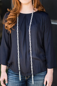 Paparazzi - SCARFed for Attention - Silver Necklace - Klassy Jewelz Boutique