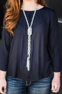 Paparazzi - SCARFed for Attention - Silver Necklace - Klassy Jewelz Boutique