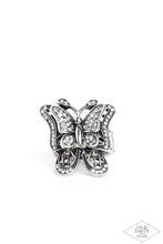 Load image into Gallery viewer, Paparazzi ~ Free To Fly ~ White Butterfly Ring with Stretchy Band