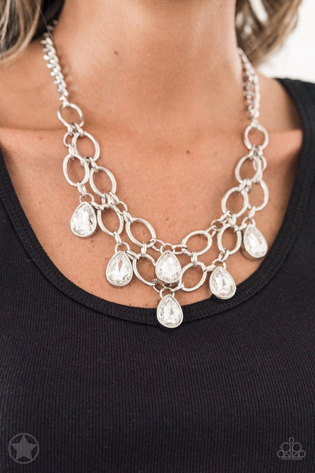 Paparazzi - Show-Stopping Shimmer - White Necklace - Klassy Jewelz Boutique