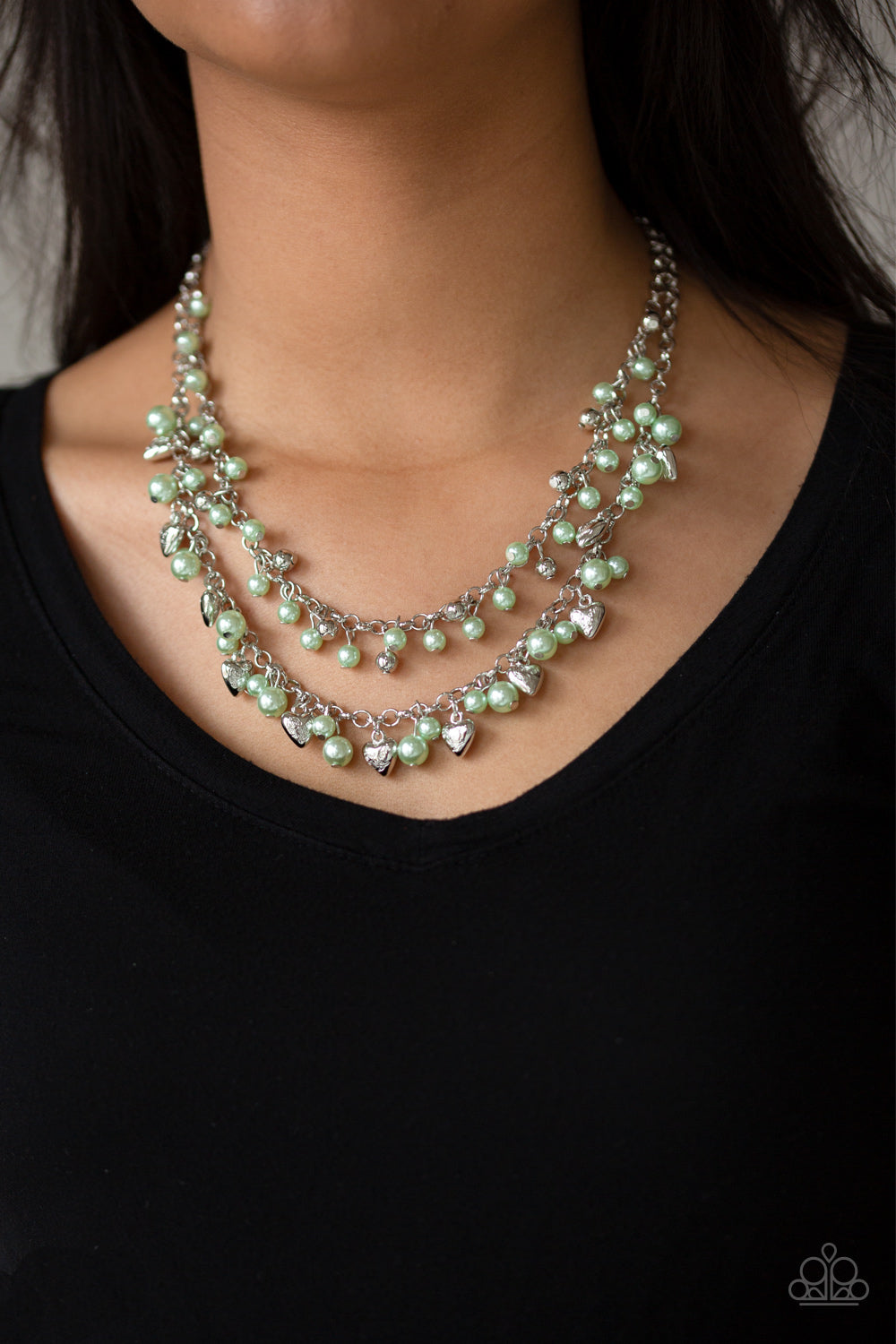 Paparazzi - Kindhearted Heart - Green Beaded Necklace - Klassy Jewelz Boutique