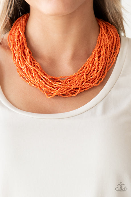 Paparazzi ~ The Show Must CONGO On! ~ Orange Seed Bead Necklace Set
