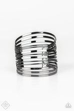 Load image into Gallery viewer, Paparazzi ~ Front Line Shine ~ Black Cuff Bracelet (Fashion Fix Exclusive)