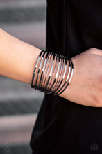 Load image into Gallery viewer, Paparazzi ~ Front Line Shine ~ Black Cuff Bracelet (Fashion Fix Exclusive)