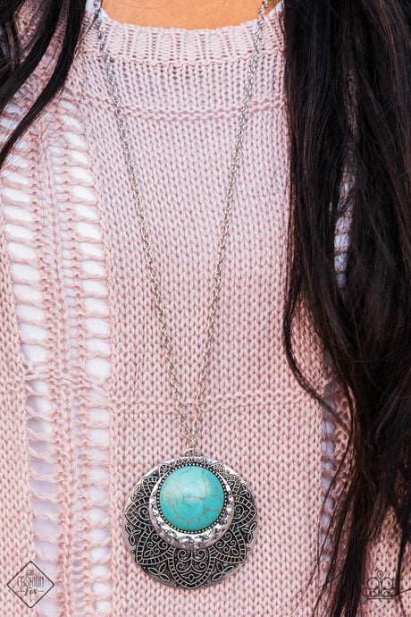 Paparazzi ~ Medallion Meadow ~ Blue Turquoise Necklace Set (Fashion Fix Exclusive)