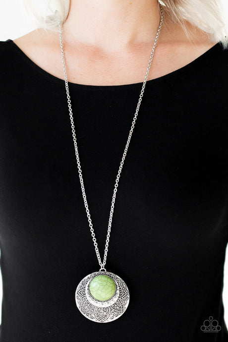 Paparazzi - Medallion Meadow - Green Necklace - Klassy Jewelz Boutique