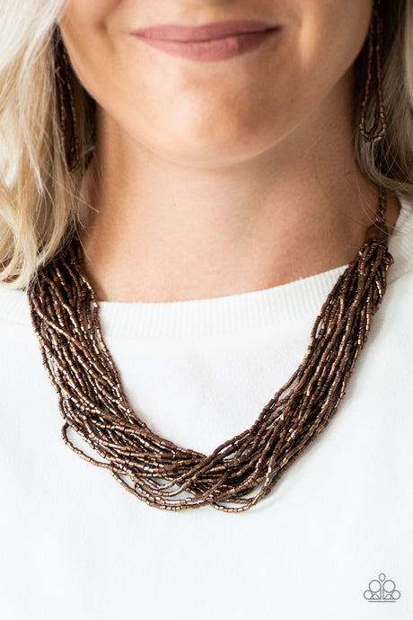 Paparazzi - The Speed of STARLIGHT - Copper Seed Bead Necklace - Klassy Jewelz Boutique