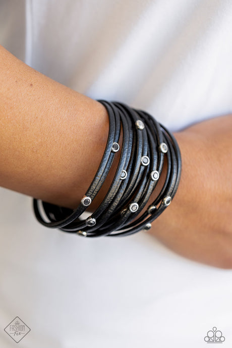Paparazzi ~ Fearlessly Layered ~ Black Urban Bracelet (Fashion Fix Exclusive)