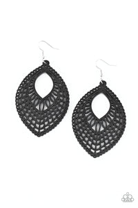 Paparazzi ~ One Beach At A Time ~ Black Wooden Earrings