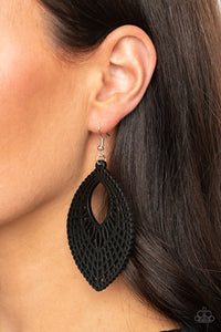 Paparazzi ~ One Beach At A Time ~ Black Wooden Earrings