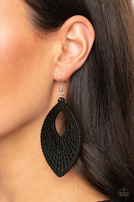 Paparazzi ~ One Beach At A Time ~ Black Wooden Earrings