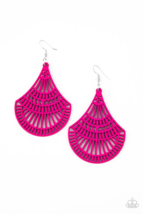 Paparazzi ~ Tropical Tempest ~ Pink Wooden Earrings