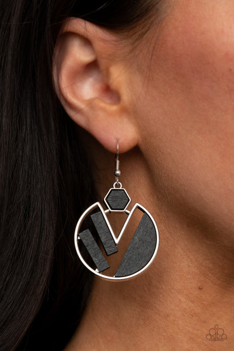 Paparazzi ~ Petrified Posh ~ Black Earrings
