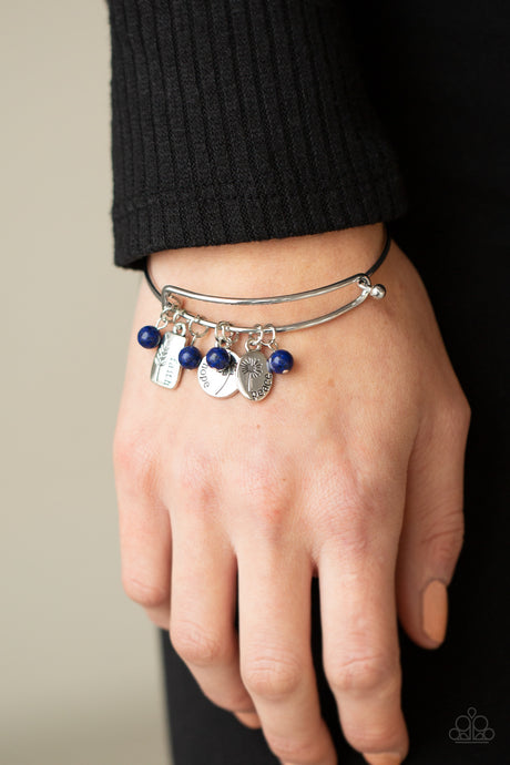 Paparazzi ~ GROWING Strong ~ Blue Inspirational Bracelet