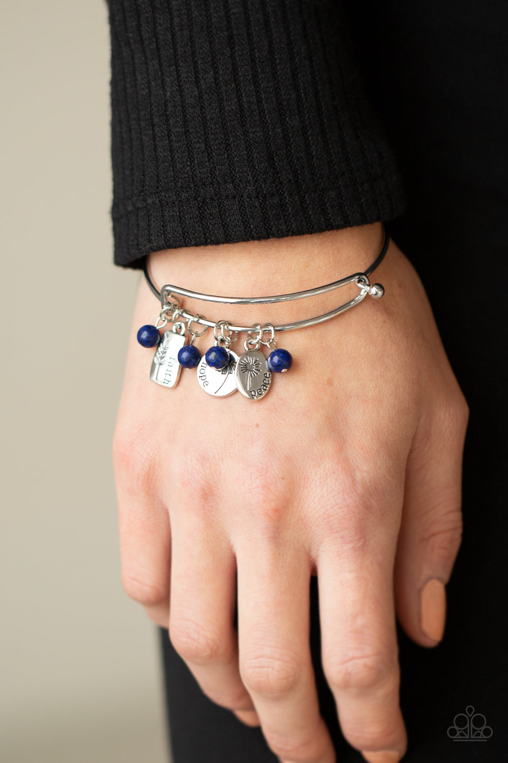 Paparazzi ~ GROWING Strong ~ Blue Inspirational Bracelet