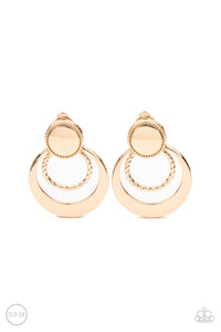 Paparazzi - Refined Ruffles - Gold Clip-On Earrings