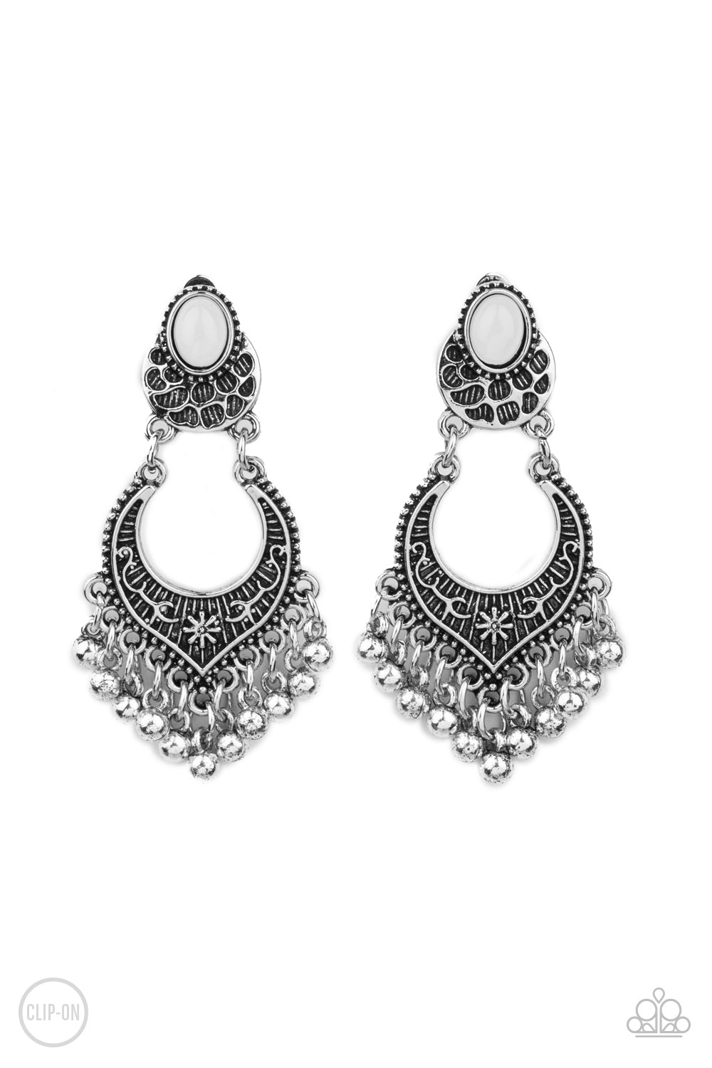 Paparazzi ~ Summery Gardens ~ White Clip-On Earrings