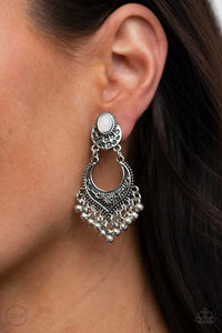 Paparazzi ~ Summery Gardens ~ White Clip-On Earrings