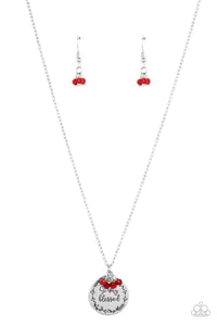 Paparazzi ~ Simple Blessings ~ Red Inspirational Pendant Necklace Set