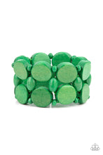 Load image into Gallery viewer, Paparazzi ~ Beach Bravado ~ Green Wooden Bracelet with Stretchy Bands