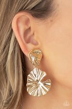 Load image into Gallery viewer, Paparazzi ~ Empress Of The Amazon ~ Gold Clip-On Earrings