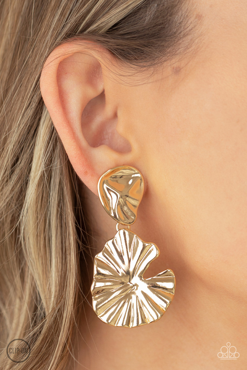 Paparazzi ~ Empress Of The Amazon ~ Gold Clip-On Earrings